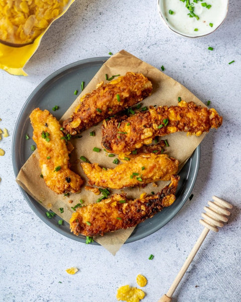 Aiguillettes de poulet panées aux Corn Flakes