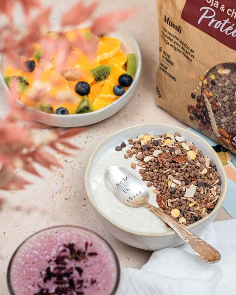 Organic soy &amp; chocolate protein muesli