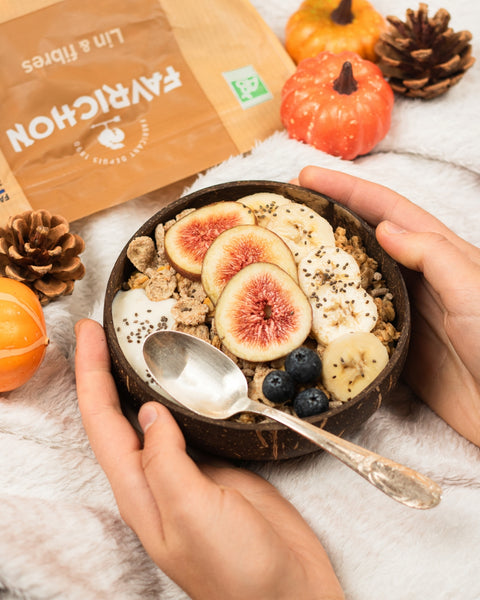 Crunchy muesli with flaxseed and organic fiber