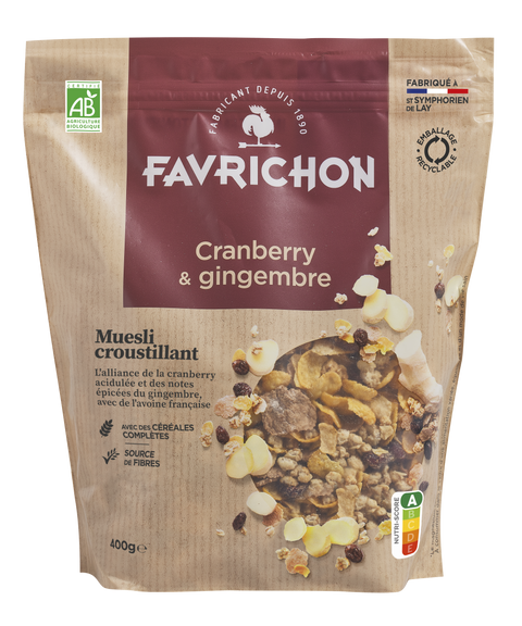 Crunchy muesli with cranberry and organic ginger
