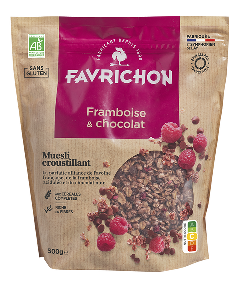 Muesli croustillant framboise & chocolat 