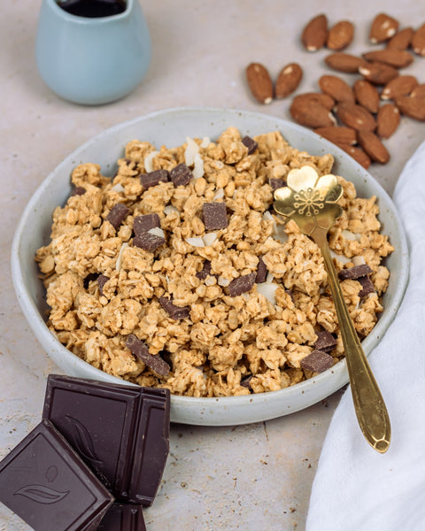 Muesli croustillant caramel, chocolat & amande bio