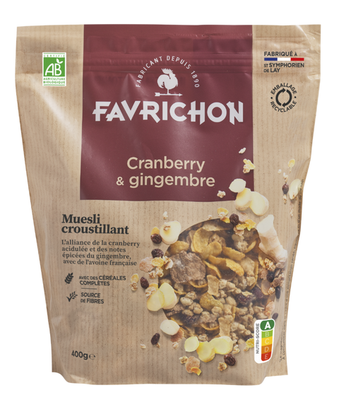 Muesli croustillant cranberry & gingembre bio