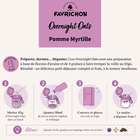 Overnight Oats Pomme Myrtille bio