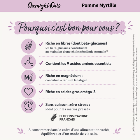 Overnight Oats Pomme Myrtille bio
