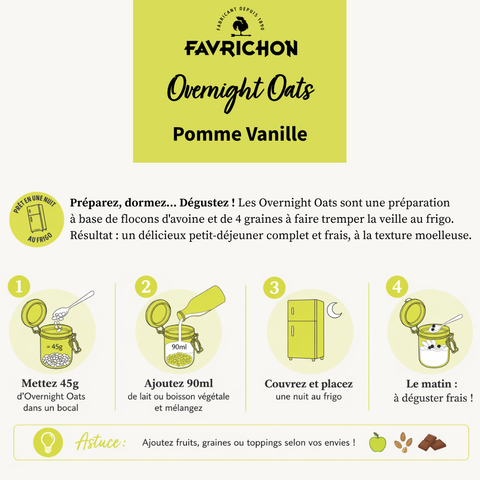 Overnight Oats Pomme Vanille bio