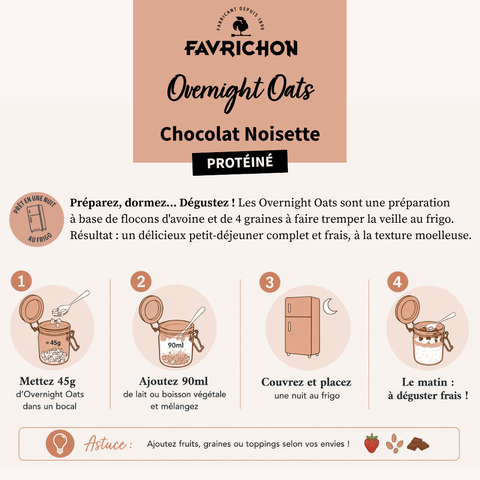 Overnight Oats Protéiné Chocolat Noisette bio