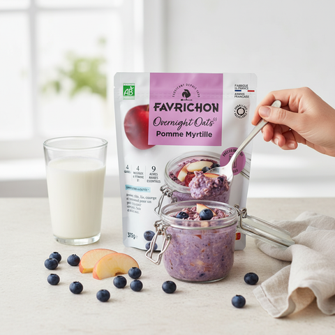 Overnight Oats Pomme Myrtille bio
