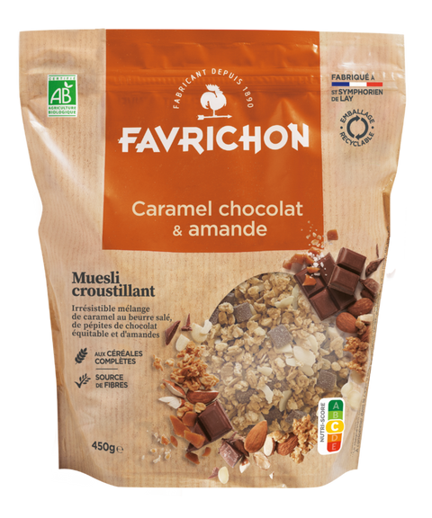 Muesli croustillant caramel, chocolat & amande 